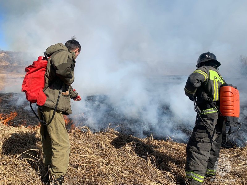 В Могойтуйском районе огнеборцы ликвидируют крупный пал травы
